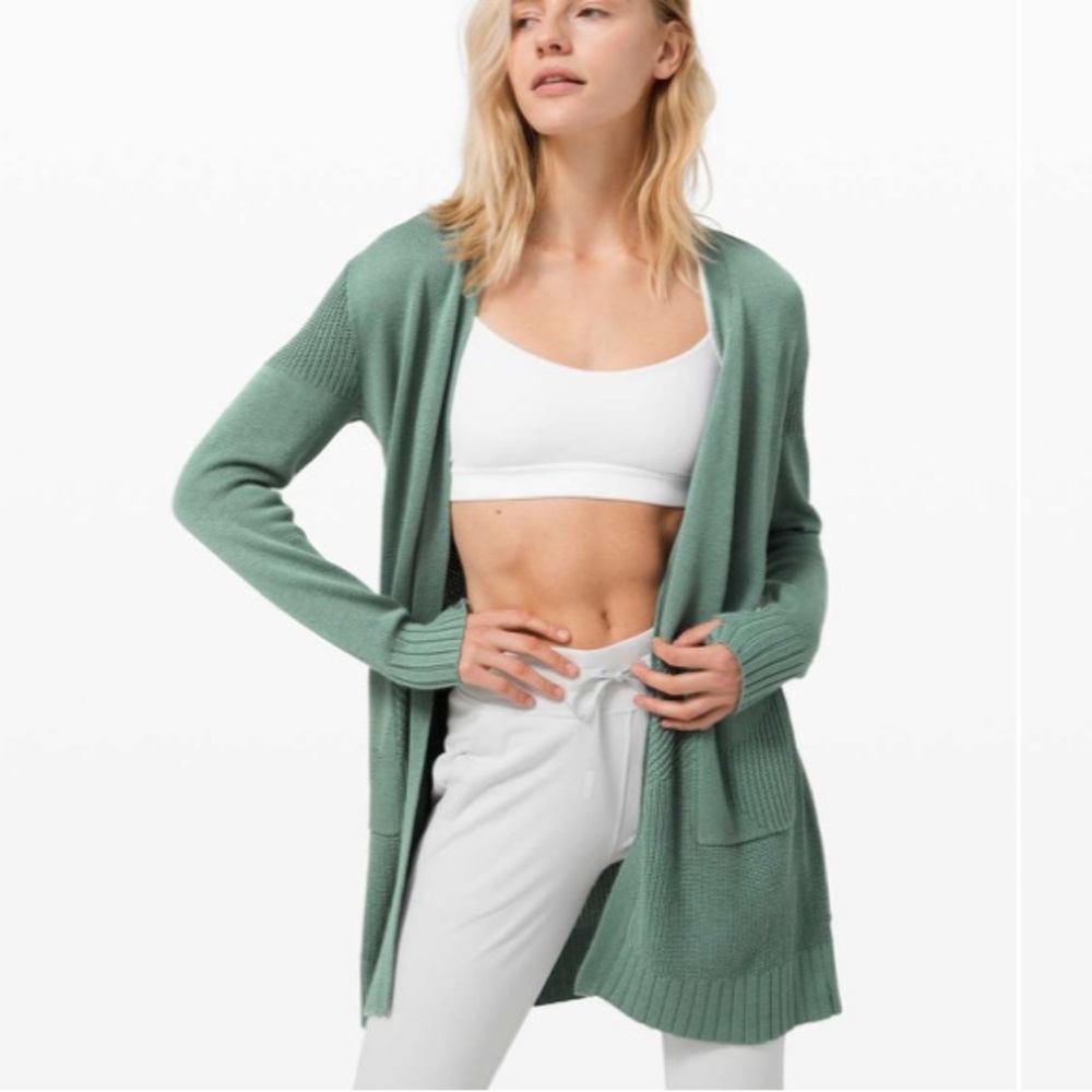 lululemon athletica Sage Green Open-Front Knit Cardigan